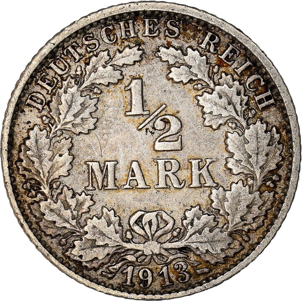 German Empire 1/2 Mark Coin | Deutsches Reich | Wilhelm II | Type 2 | KM17 | 1905 - 1919