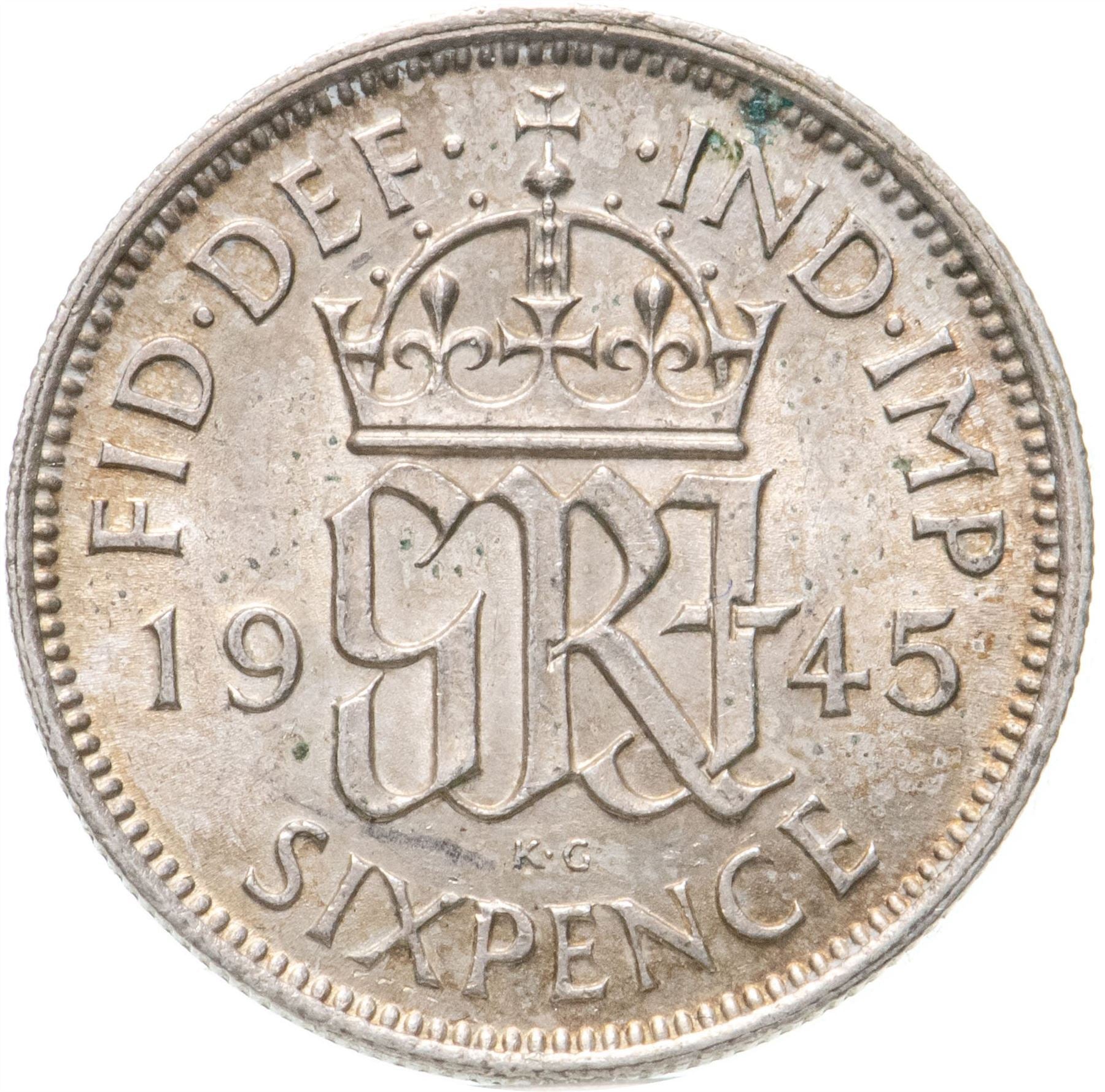 United Kingdom | 6 Pence Coin | George VI | KM:852 | 1937 - 1946
