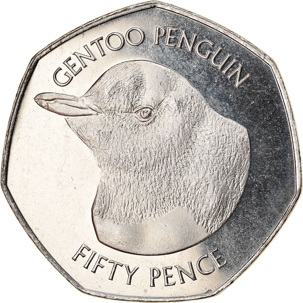 Falkland Islands | 50 Pence Coin | Gentoo Penguin | Km:194.1 | 2018 - 2021