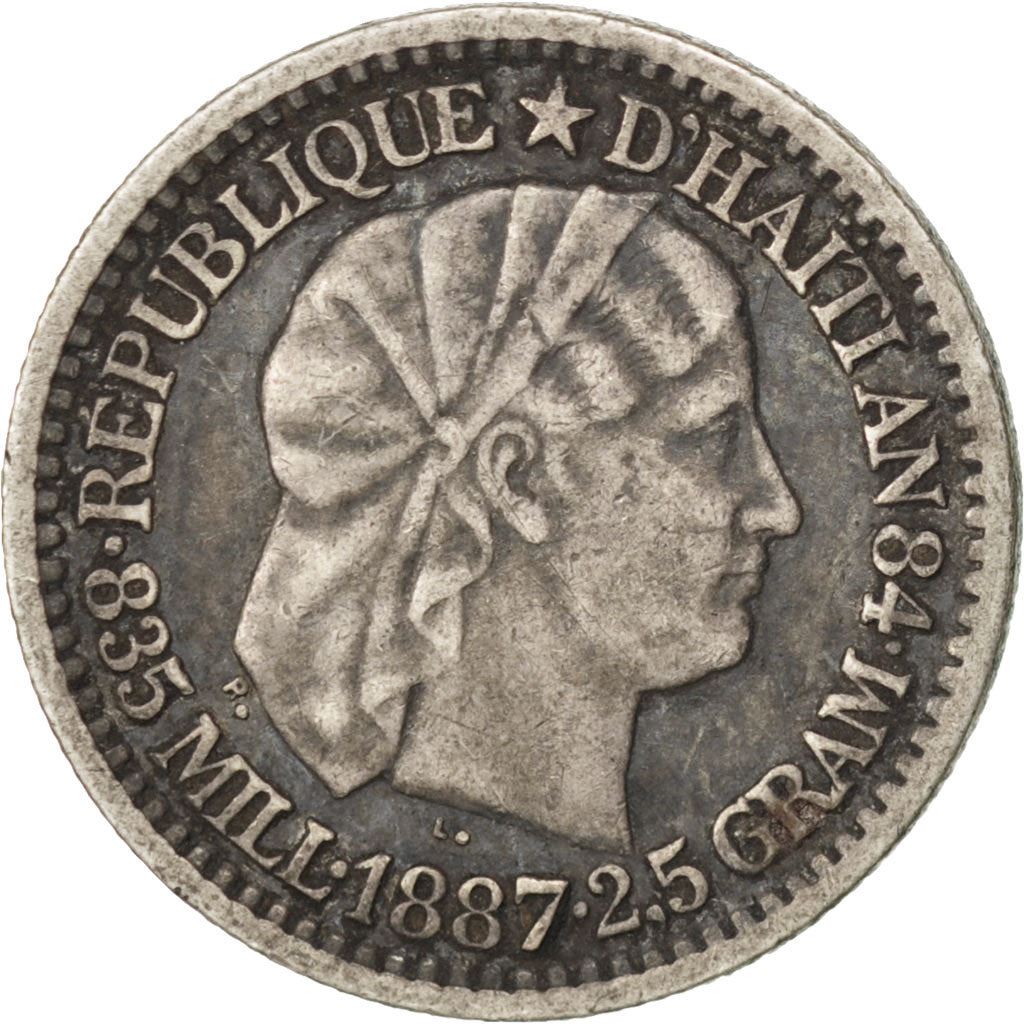 Haiti | 10 Centimes Coin | Libertine | Palm Tree | Cannon | Km:44 | 1881 - 1894