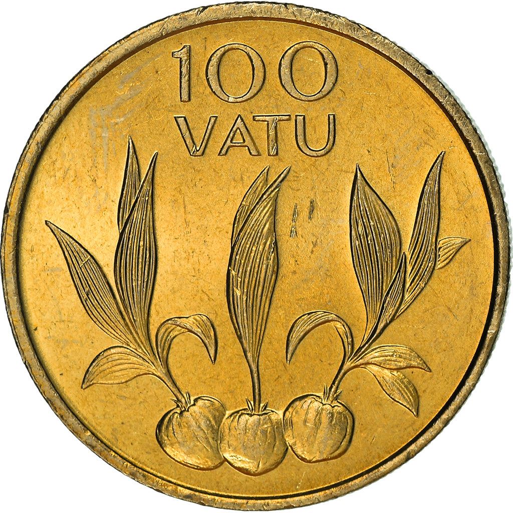 Vanuatu | 100 Vatu Coin | Melanesian Warrior | Coconut Sapling | Km:9 | 1988 - 2008