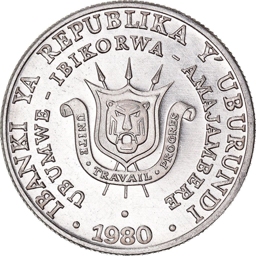 Burundi | 5 Francs Coin | Coat of arms | Km:20 | 1976 - 2013