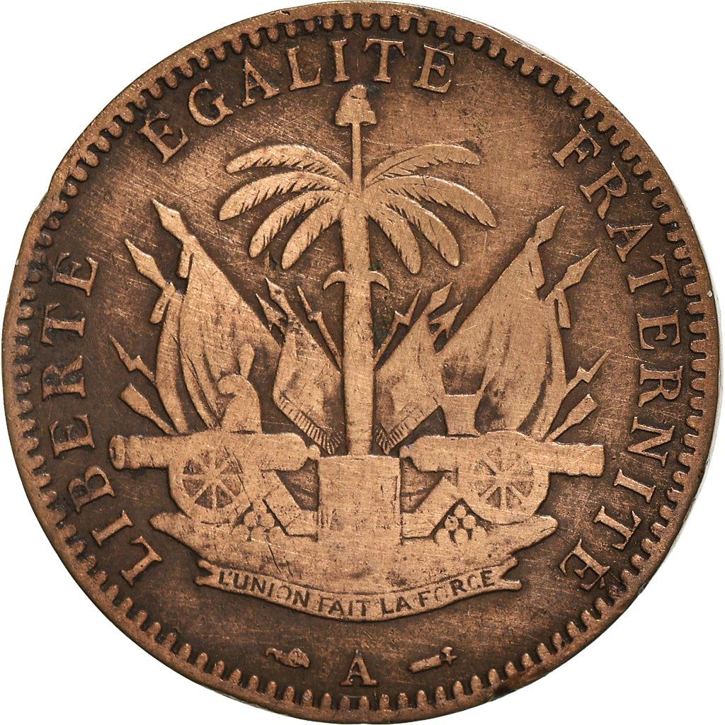 Haiti | 1 Centime Coin | Palm Tree | Cannon | Km:48 | 1886 - 1895