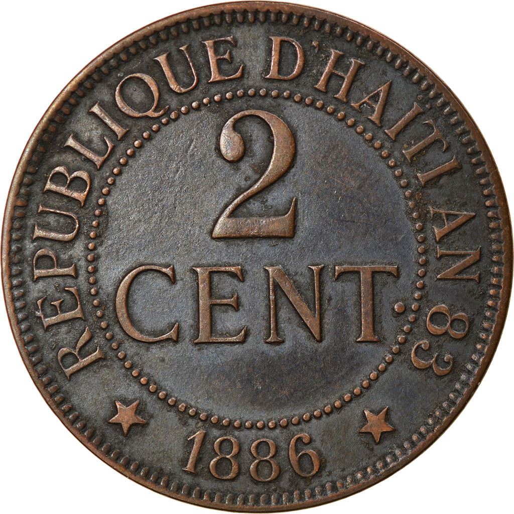 Haiti | 2 Centimes Coin | Palm Tree | Cannon | Km:49 | 1886 - 1894