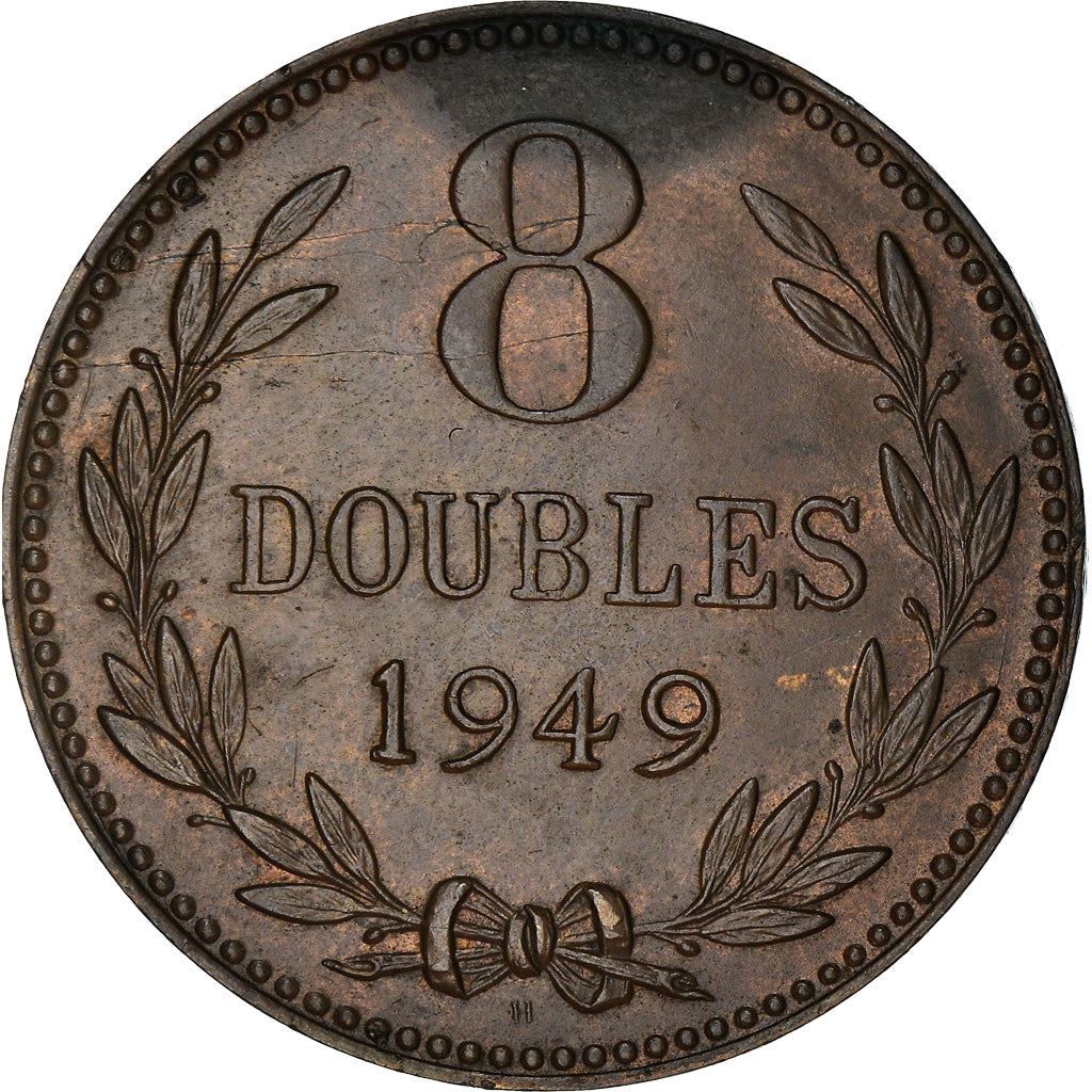 Guernsey 8 Doubles Coin | Coat of Arms | KM14 | 1914 - 1949