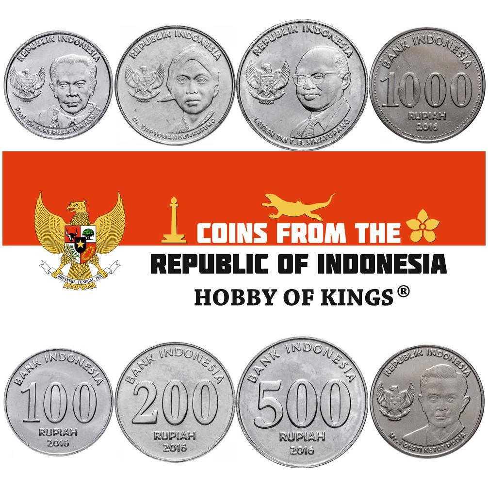 Indonesia | 4 Coin Set | 100 200 500 1000 Rupiah | 2016
