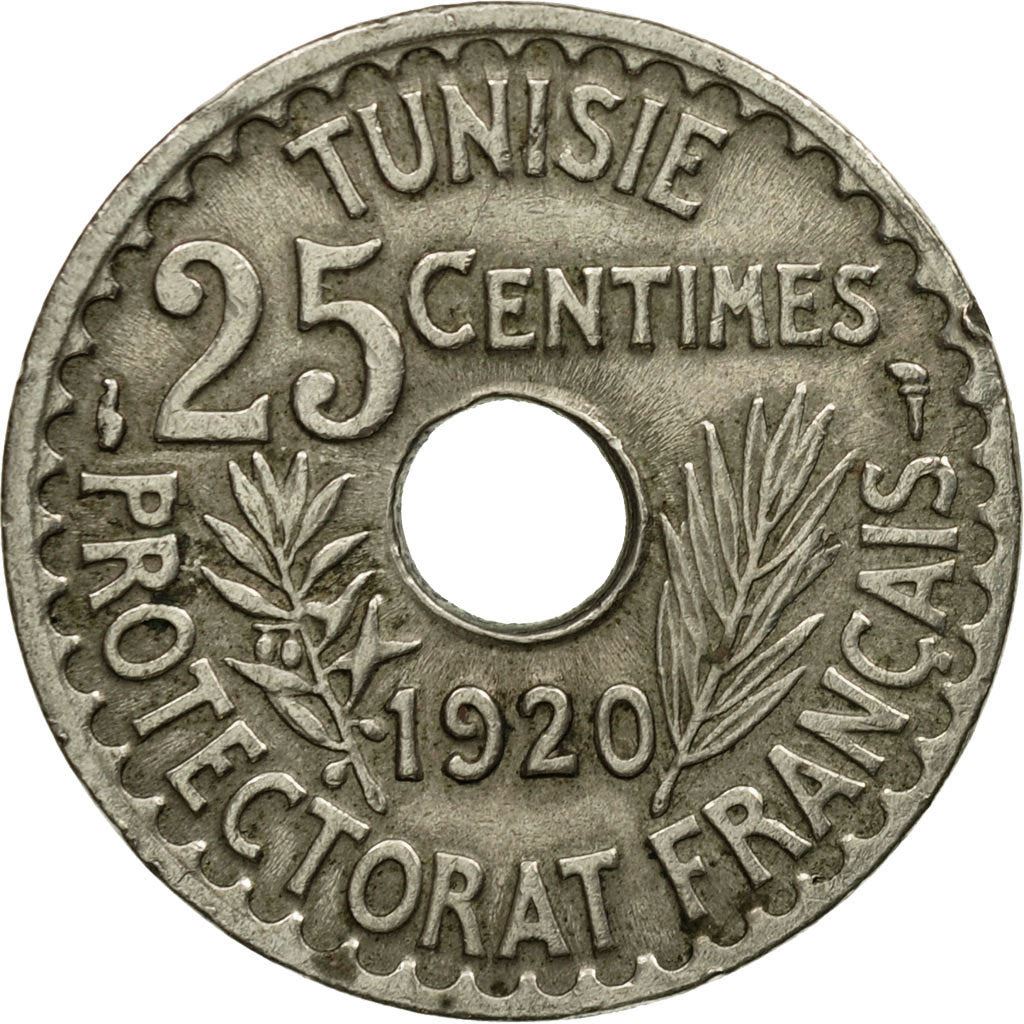 Tunisia 25 Centimes Coin | Muhammad V | KM244 | 1918 - 1920