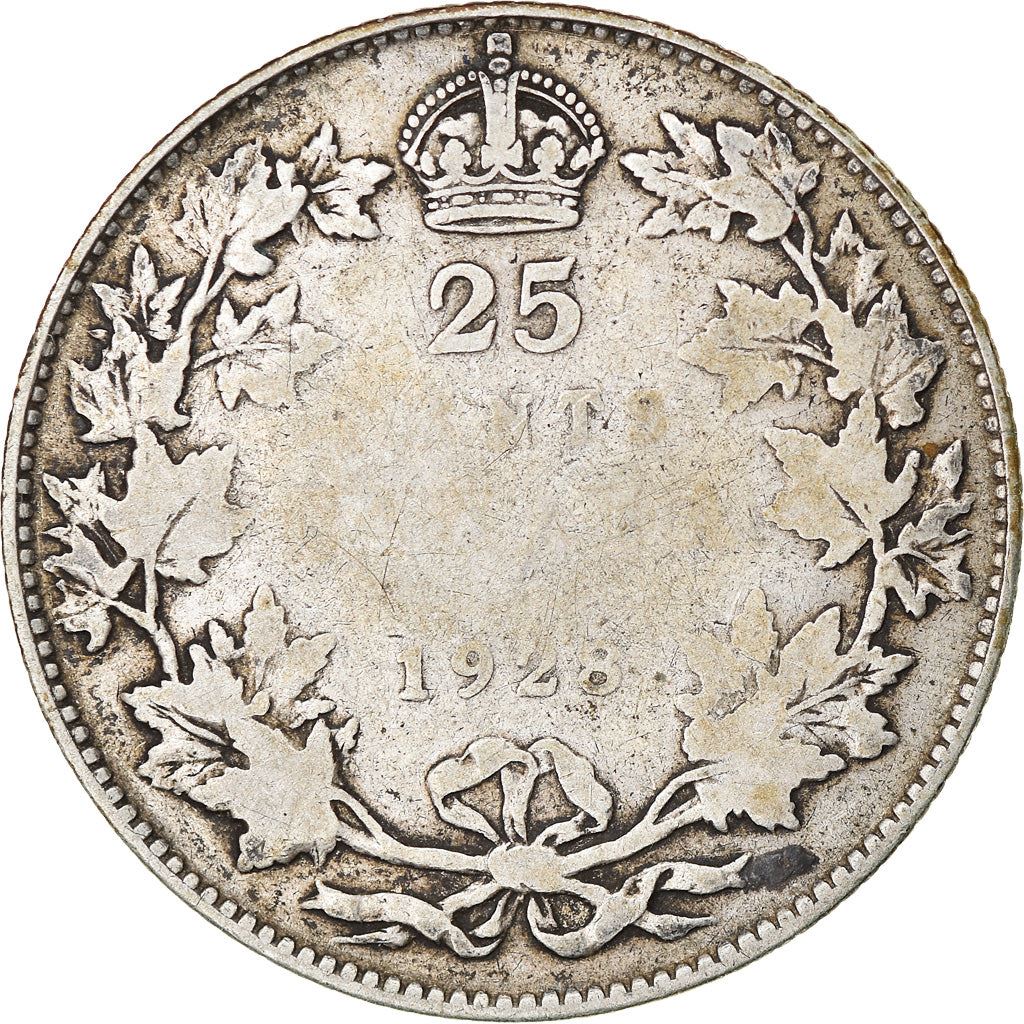 Canada | 25 Cents Coin | Silver | Crown | Wreath | KM:24a | 1920-1936