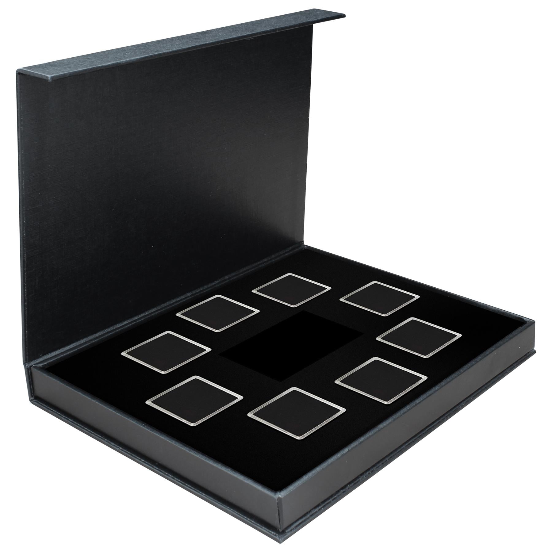 M-BOX Coin Box | Box for Presenting Coins in Square Capsules | 4 Sizes - XS to L | 12 Compartment Variations - 1 to 20
