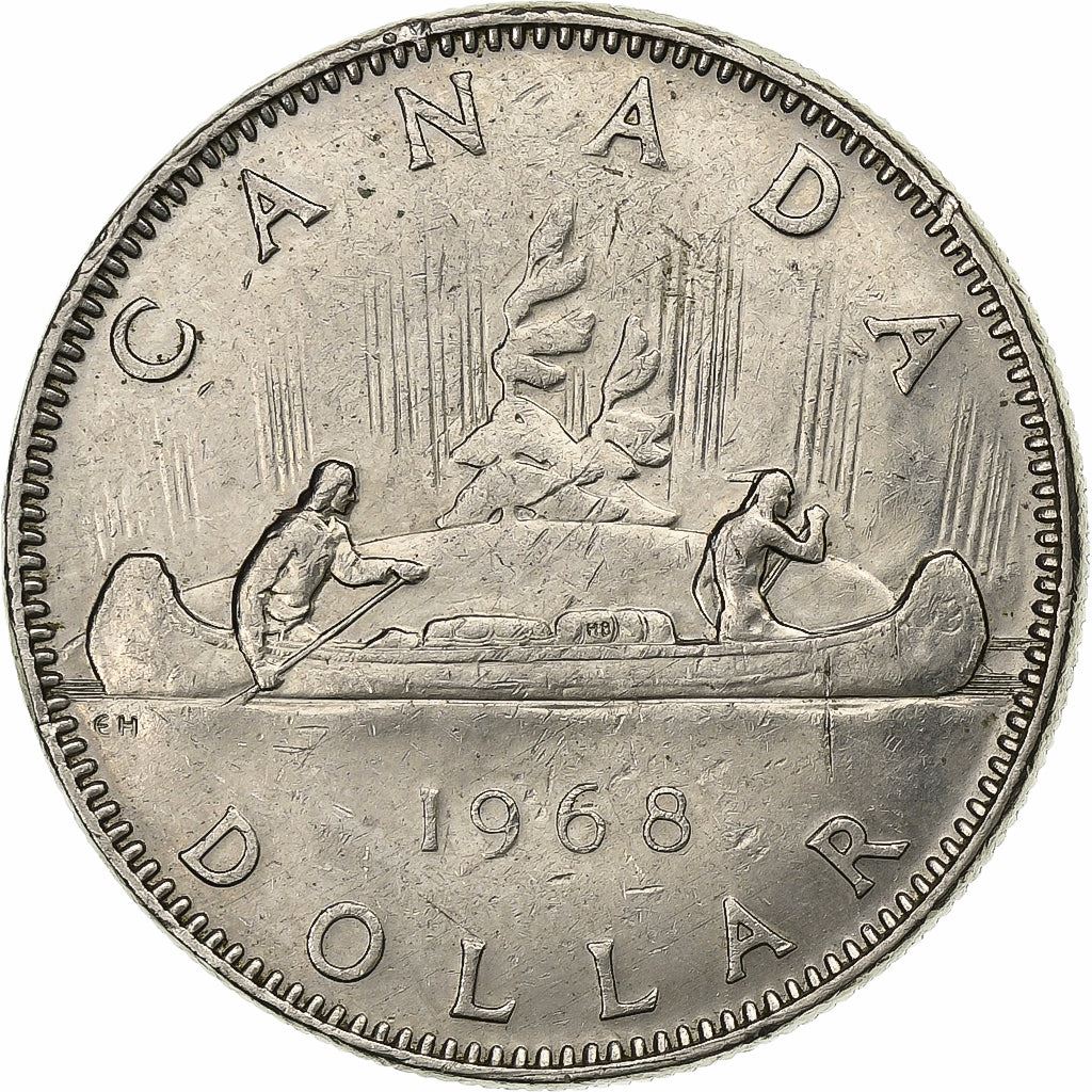 Kanada | 1 dolerio moneta | Nikelis | Antrasis portretas | KM:76.1; 76.2 | 1968–1976