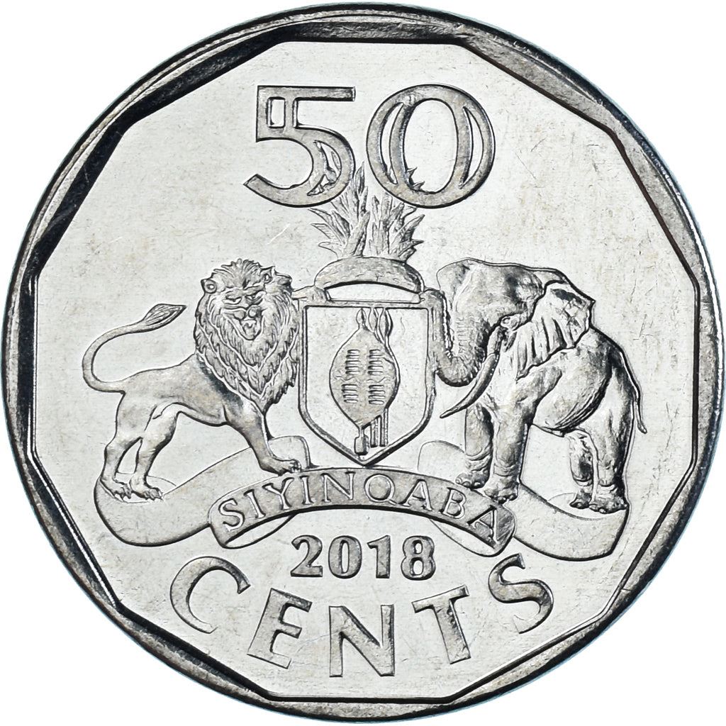Kingdom of Eswatini | 50 Cents Coin | King Mswati III | Lions | Km:71 | 2018 - 2021