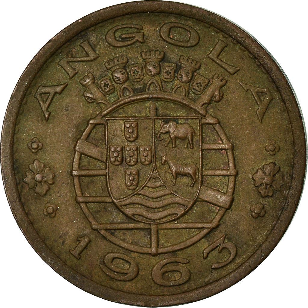 Angola | 1 Escudo Coin | Horse | Elephant | Shield | Km:76 | 1953 - 1974