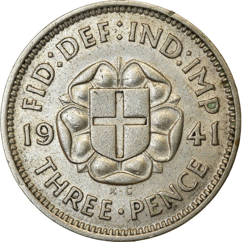 United Kingdom | 3 Pence Coin | George VI | KM:848 | 1937 - 1945