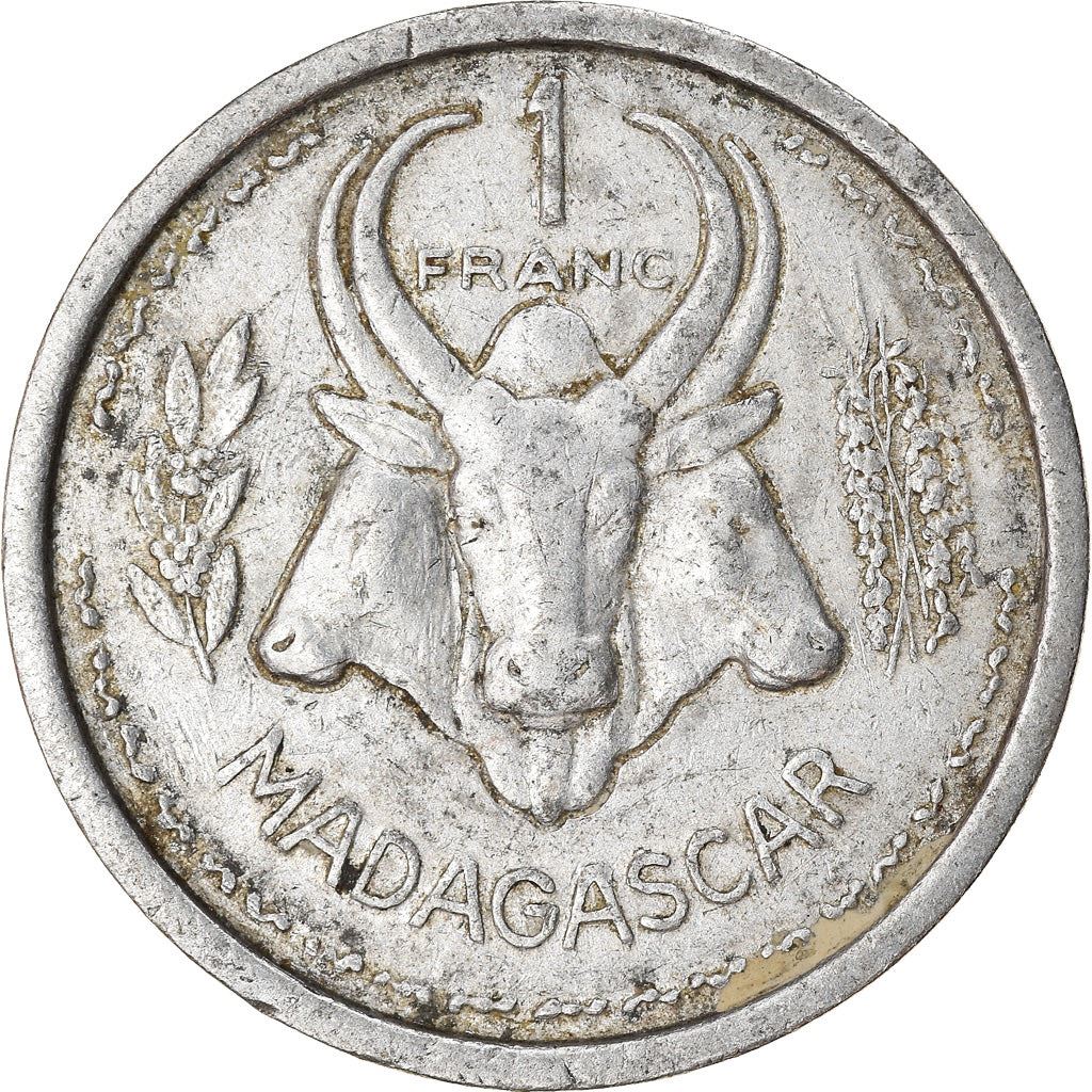 Madagaskaras | 1 Franko moneta | Marijana | Zebuas | Km:3 | 1948 - 1958