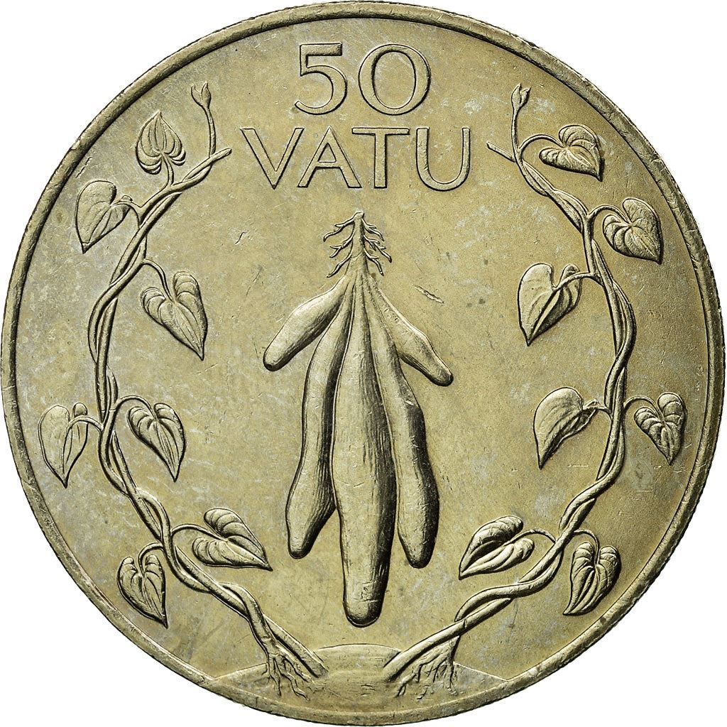 Vanuatu | 50 Vatu Coin | Melanesian Warrior | Yam | Km:8 | 1983 - 2009