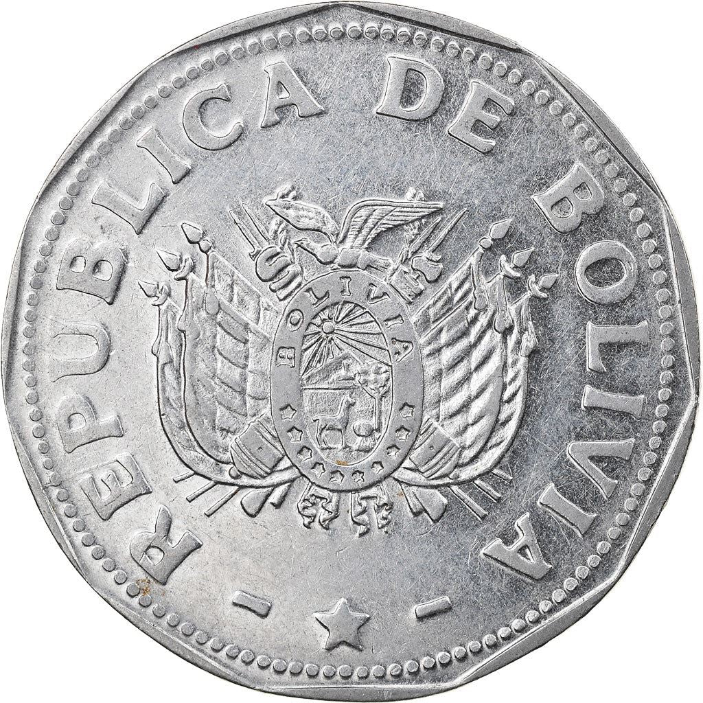 Bolivia | 2 Bolivianos | Stainless steel | KM:206.1 | 1991