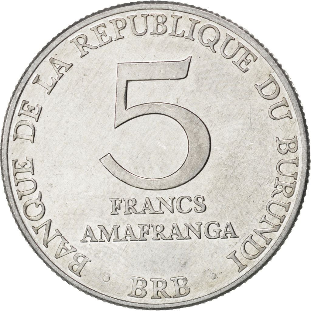 Burundi | 5 Francs Coin | Coat of arms | Km:20 | 1976 - 2013