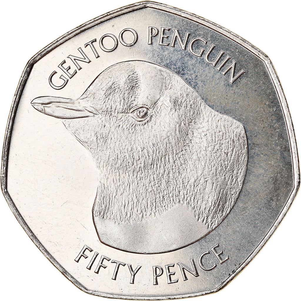 Falkland Islands | 50 Pence Coin | Gentoo Penguin | Km:194.1 | 2018 - 2021