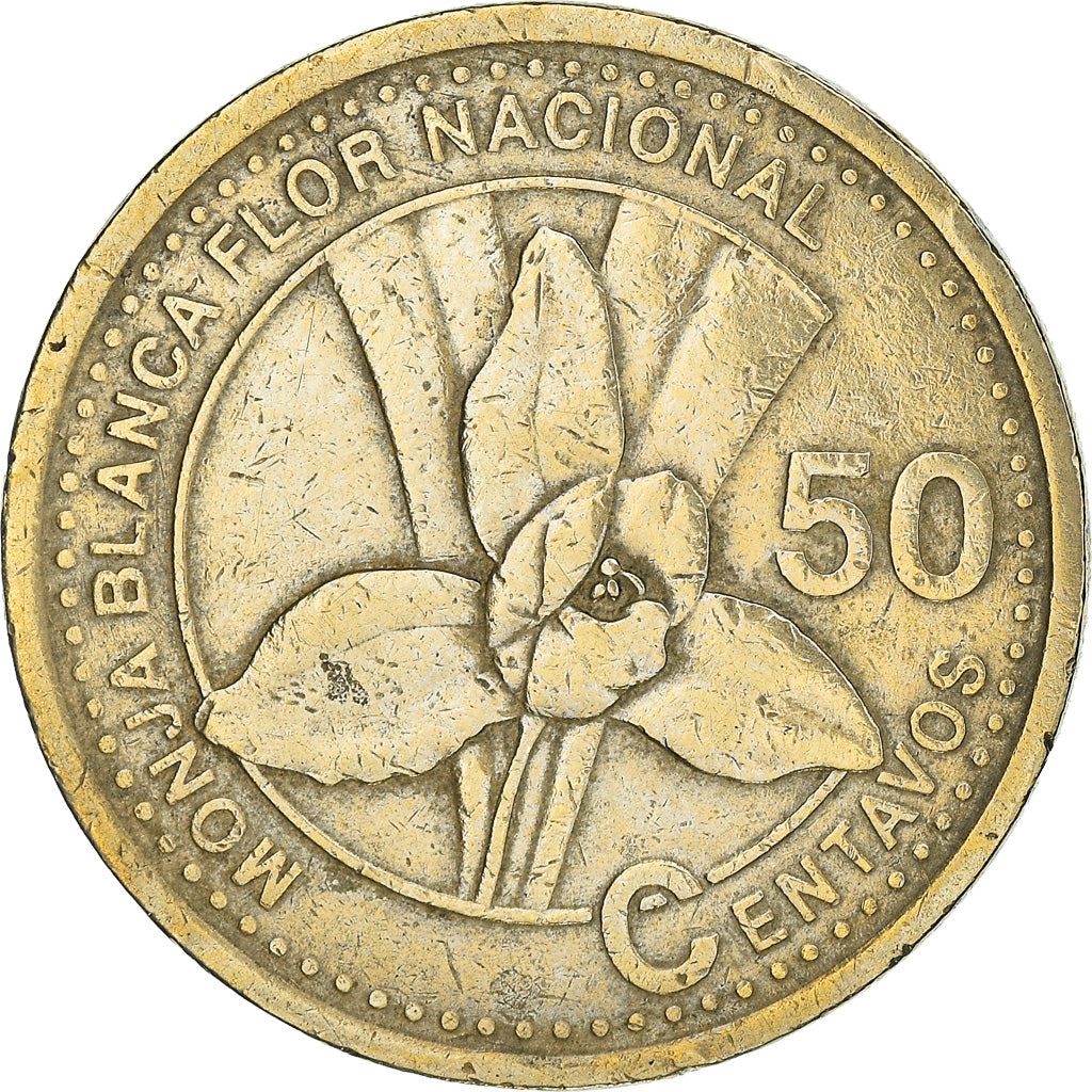 Guatemala | 50 Centavos Coin | Orchid | Km:283 | 1998 - 2007