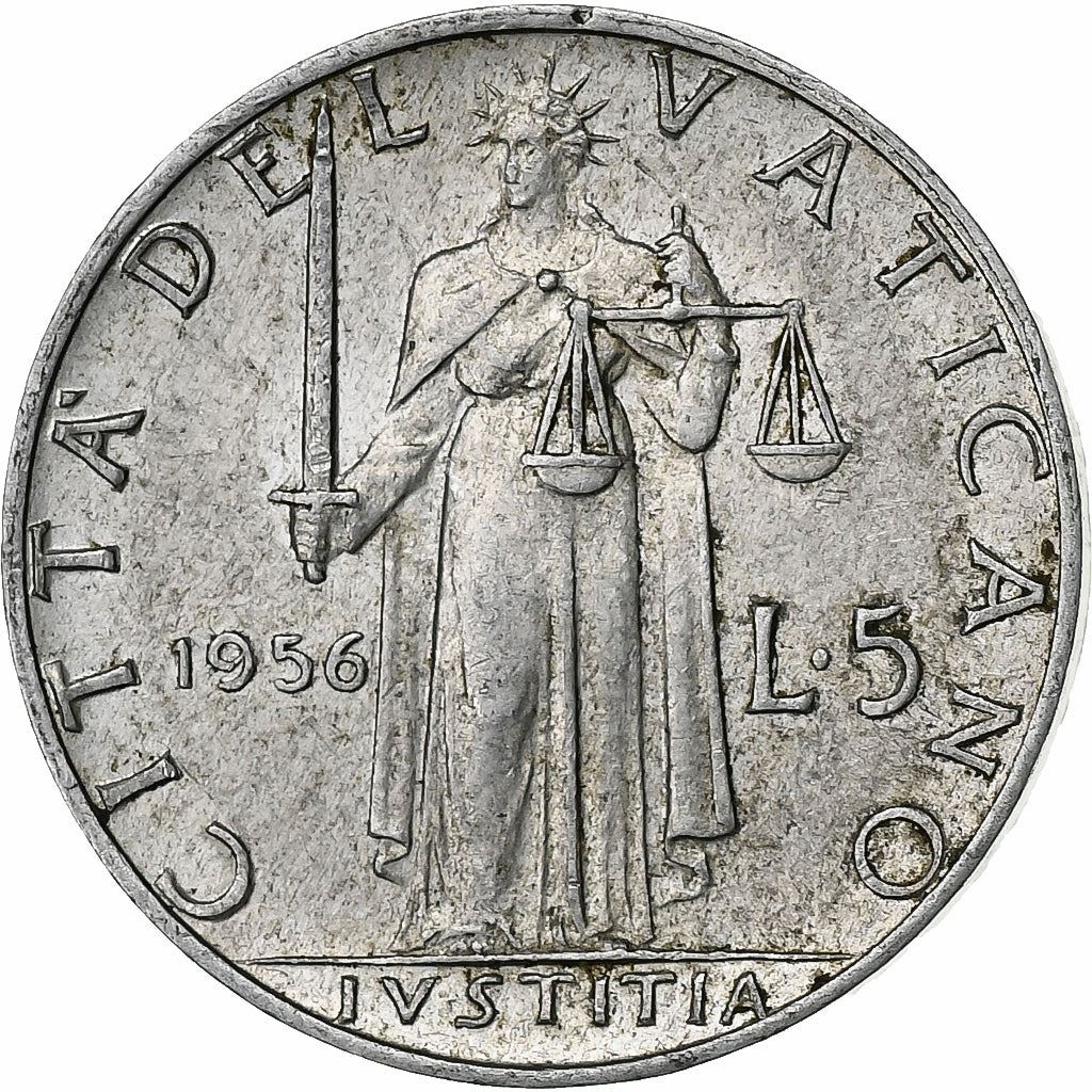 Vatican City | 5 Lire Coin | Pius XII | Km:51 | 1951 - 1958