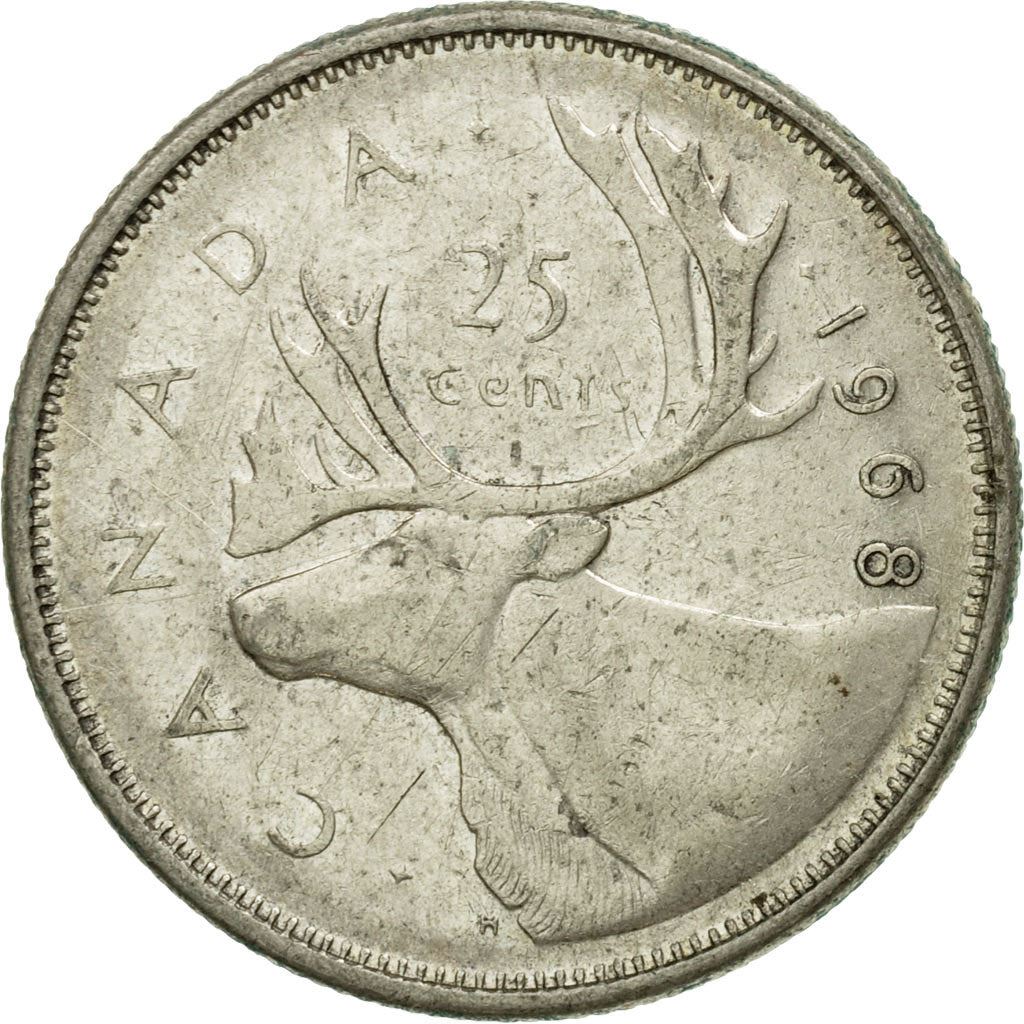 Canada | 25 cent mønt | Sølv | 2. portræt | KM:62a | 1968