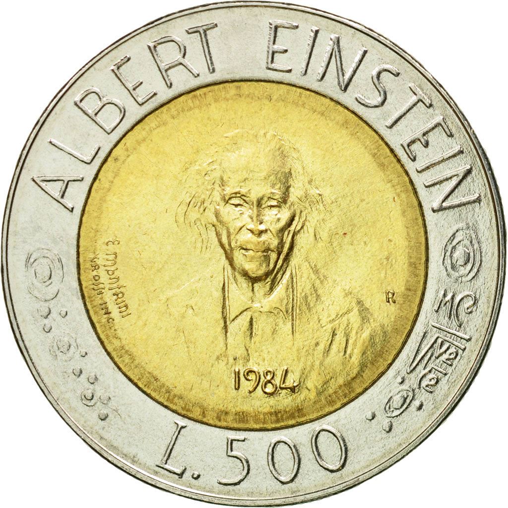 San Marino | 500 Lire Coin | Albert Einstein | Km:167 | 1984