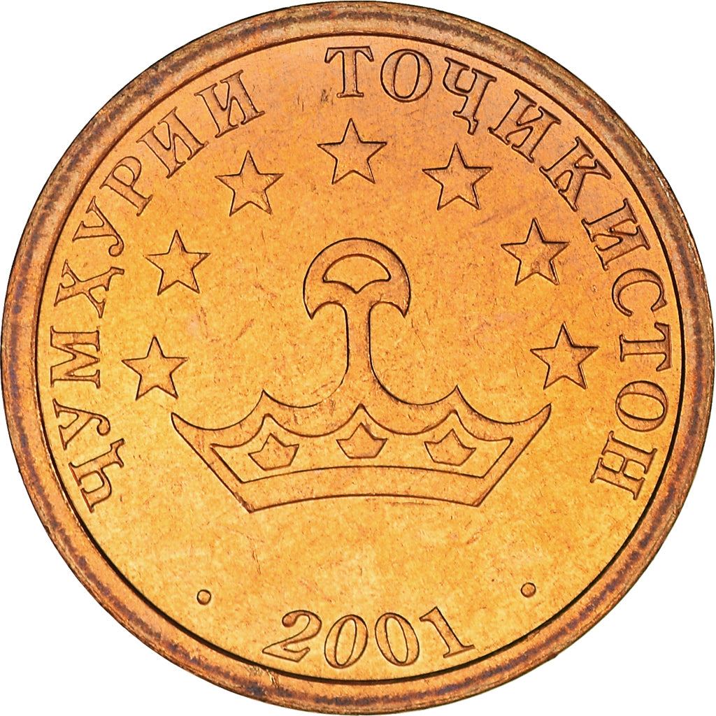 Tajikistan | 20 Diram Coin | Crown | Stars | Small Value | Km:4.1 | 2001