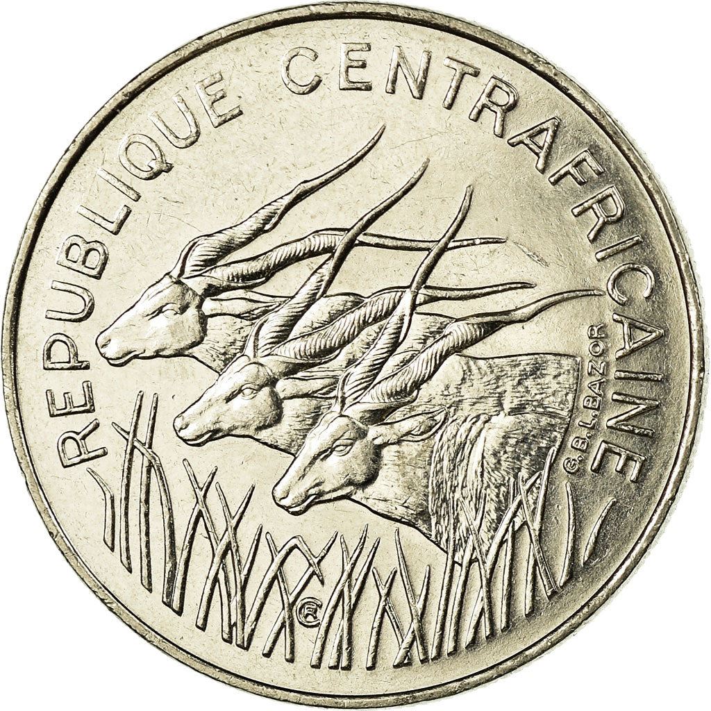 Central African Republic | 100 Francs Cfa Coin | Antelope | Km:7 | 1975 - 1990