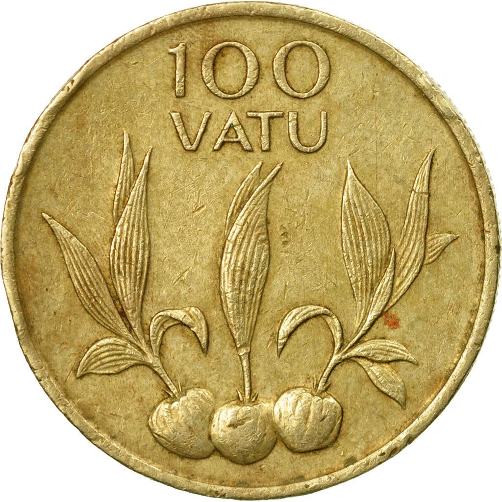 Vanuatu | 100 Vatu Coin | Melanesian Warrior | Coconut Sapling | Km:9 | 1988 - 2008