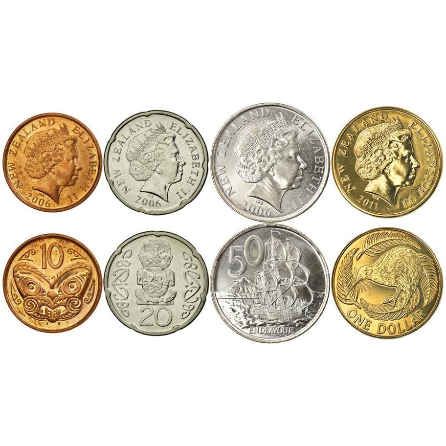 New Zealand | 4 Coin Set | 10 20 50 Cents 1 Dollar | 2006 - 2022