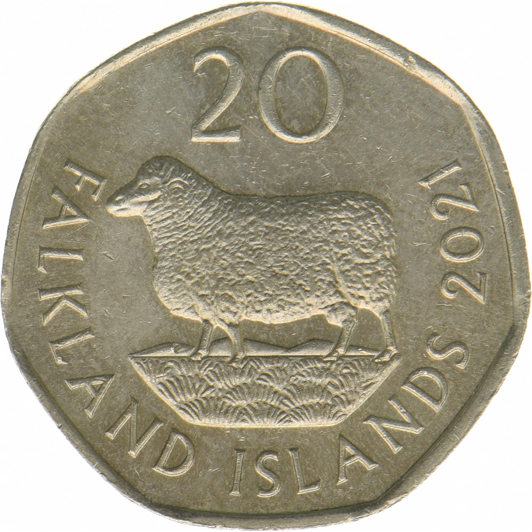 Falklandsöarna | 20 Pence Mynt | Får | KM:203 | 2019 - 2021