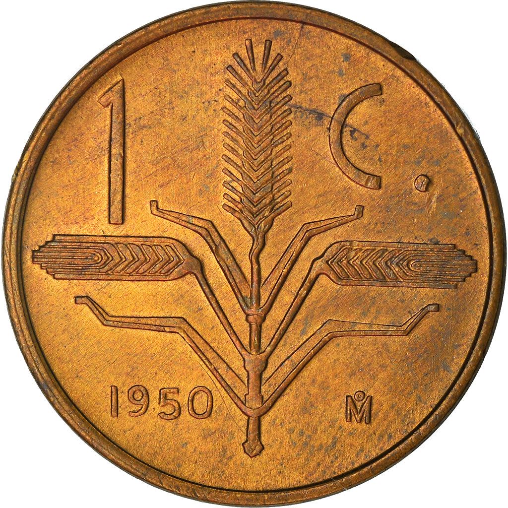 Mexico 1 Centavo Coin | National Mexico arms | Wheatear | KM417 | 1950 - 1969