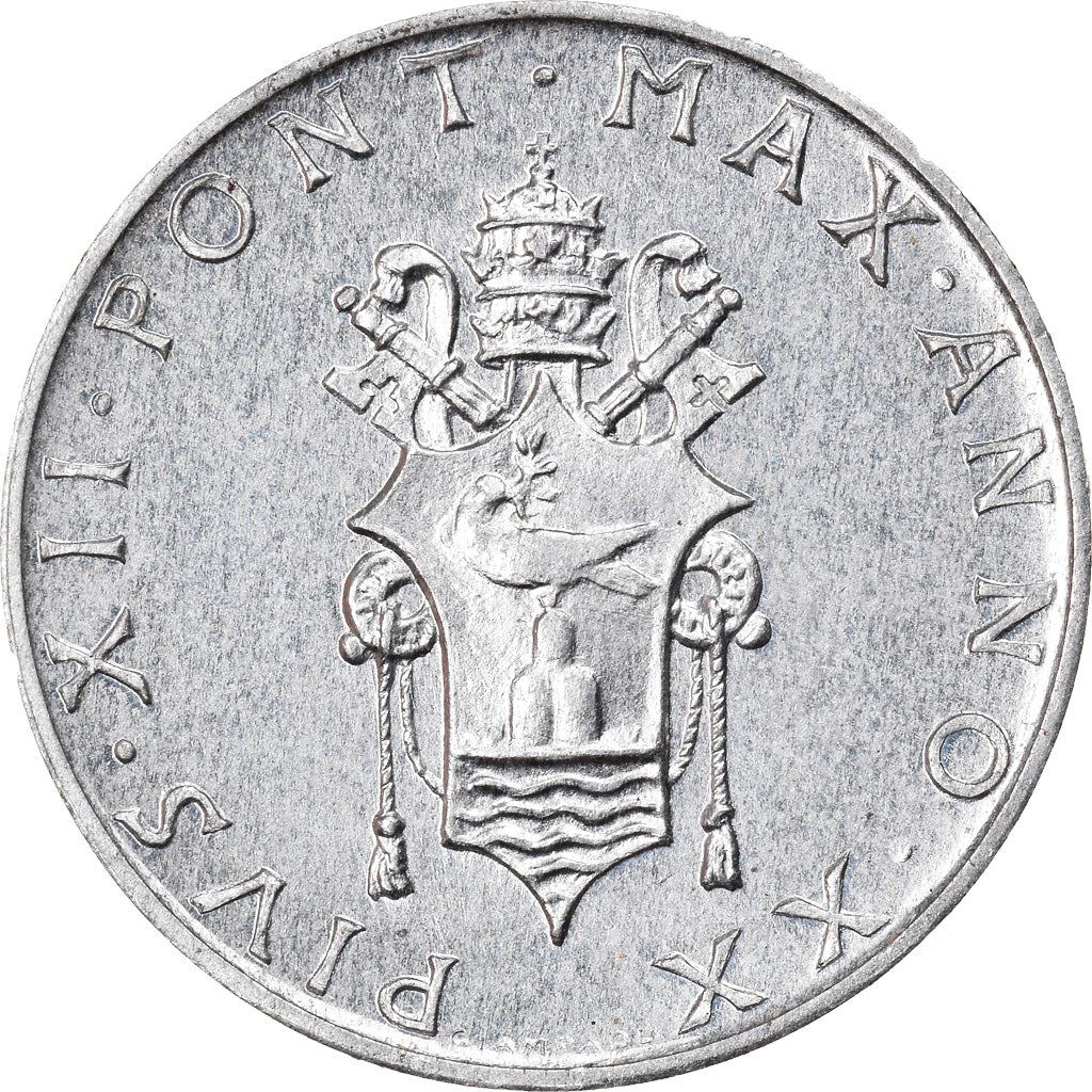 Vatican City | 1 Lira Coin | Pius XII | Km:49 | 1951 - 1958