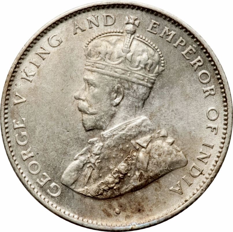Ceylon | 50 Cents Coin | King George V | KM109a | 1919 - 1929