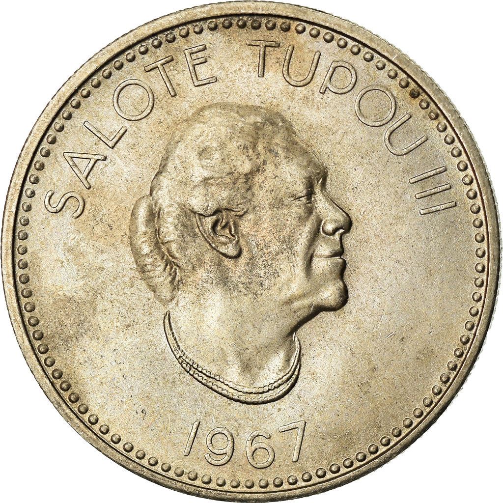 Tonga | 10 Seniti Coin | Queen Tupou III | Branch | Km:7 | 1967
