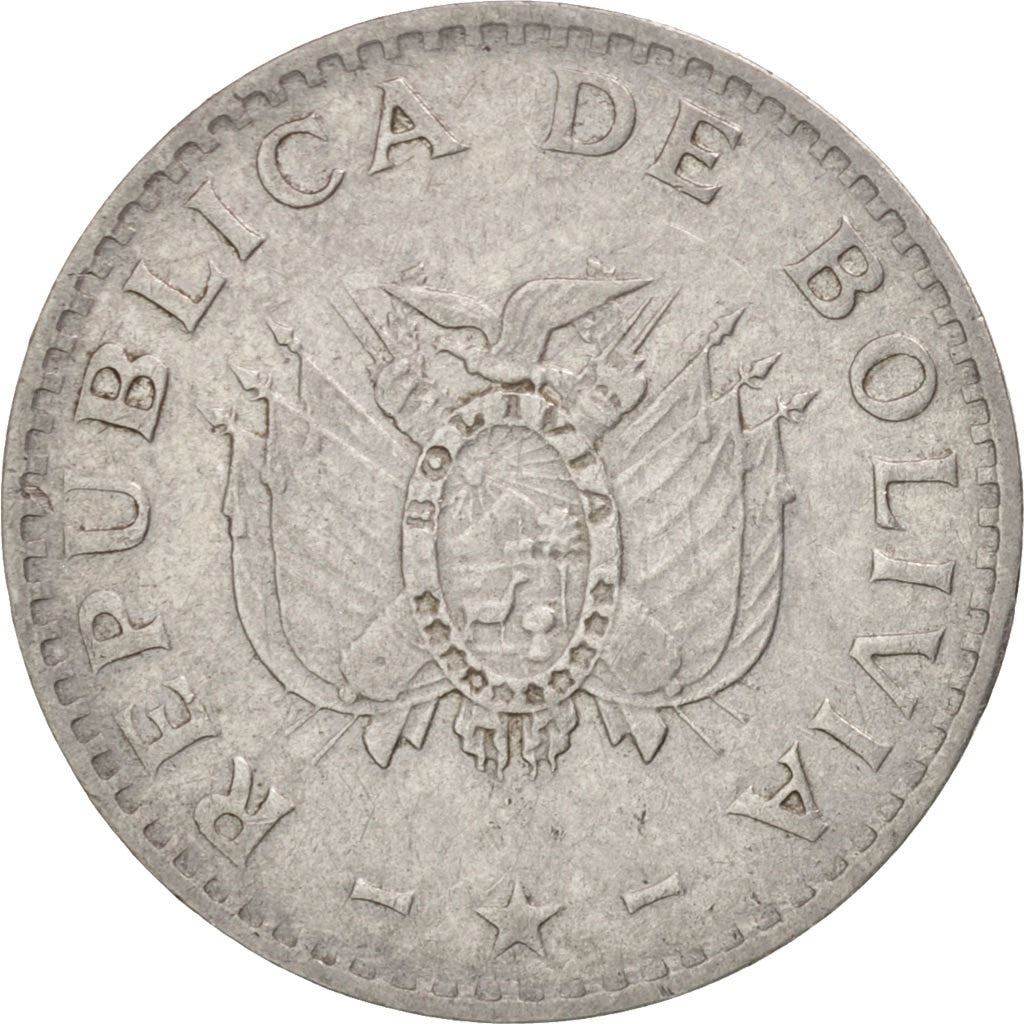 Boliwia | Moneta 5 Centavos | Stal nierdzewna | Broń palna | Ptak | Km:201 | 1987