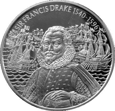 Eastern Caribbean States 2 Dollars Coin | Queen Elizabeth II | Sir Francis Drake | Ship | KM65 | 2003