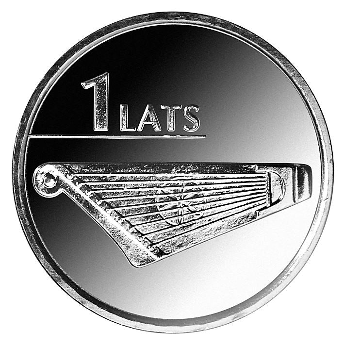 Latvia Coin Latvian 1 Lats | Kokle Music Instrument | KM142 | 2013