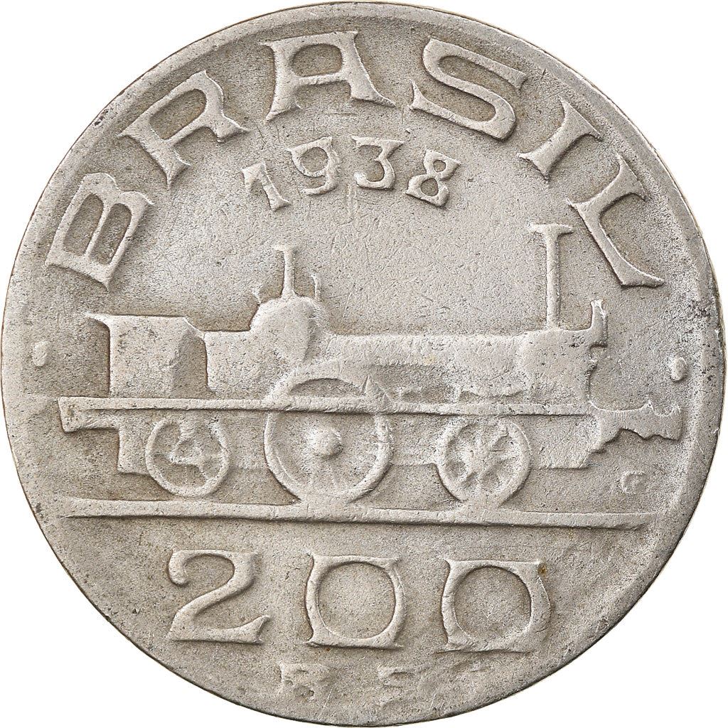 Brazil | 200 Reis Coin | Steam engine | Km:537 | 1936 - 1938