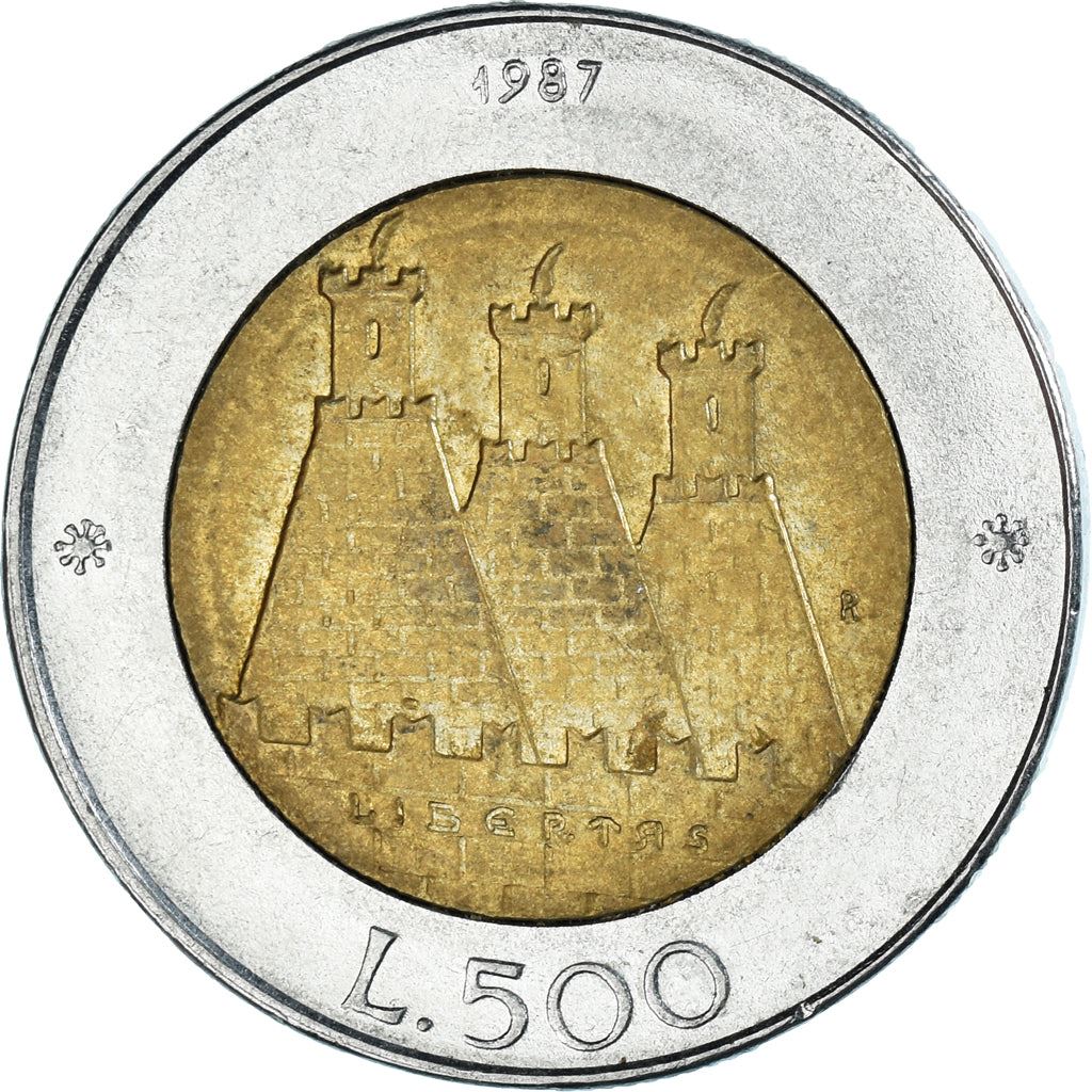 San Marino | 500 Lire Coin | Castle of San Marino | Km:209 | 1987