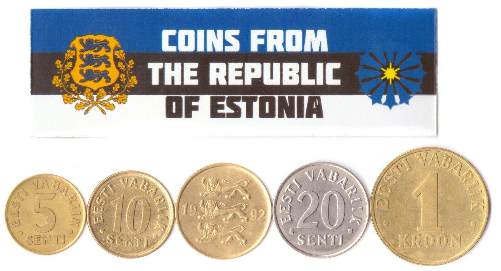 5 Mixed Coins From Estonia | Senti - Kroon | 1992 - 2008