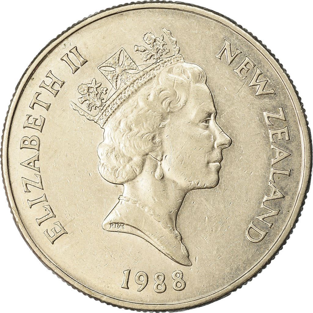 New Zealander 50 Cents Coin | Queen Elizabeth II | Captain James Cook | HMS Endeavour | KM63 | 1986 - 1998