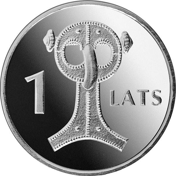 Latvia Coin Latvian 1 Lats | Owl Fibula | KM86 | 2007
