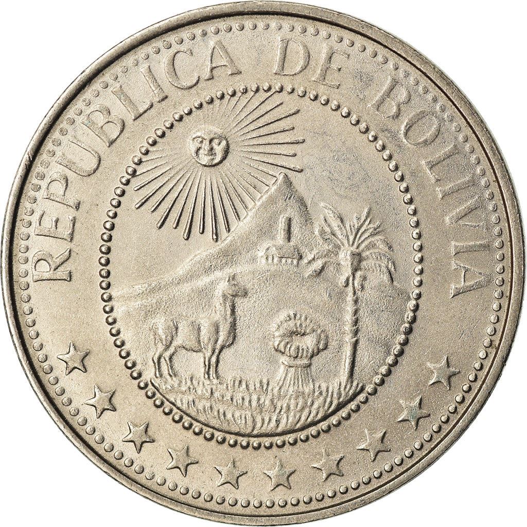 Bolivia | 20 Centavos | Nickel clad steel | Coat of Arms | KM:189 | 1965-1973