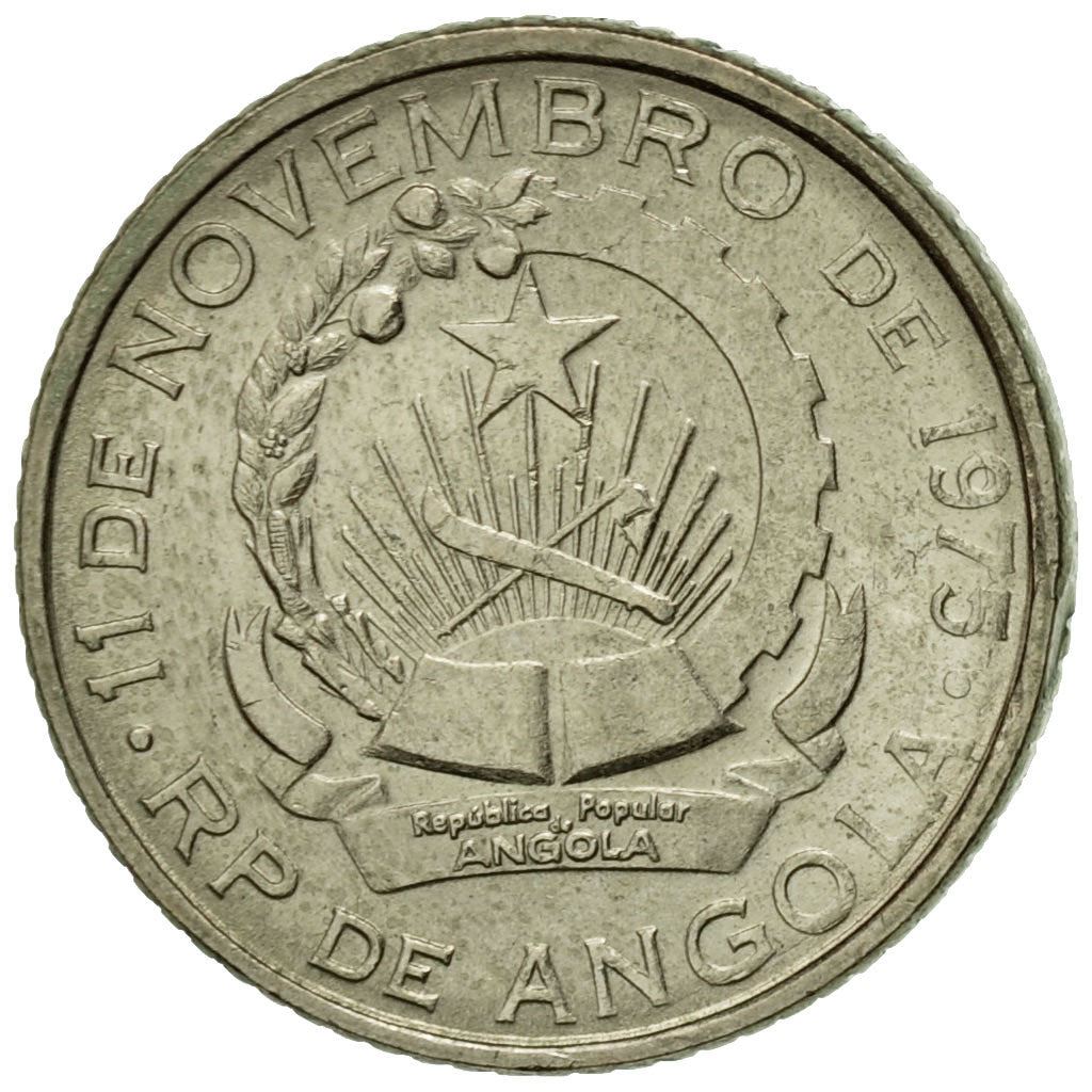 Angola | 50 Lwei Coin | Gear | Wreath | KM:90 | 1977 - 1979