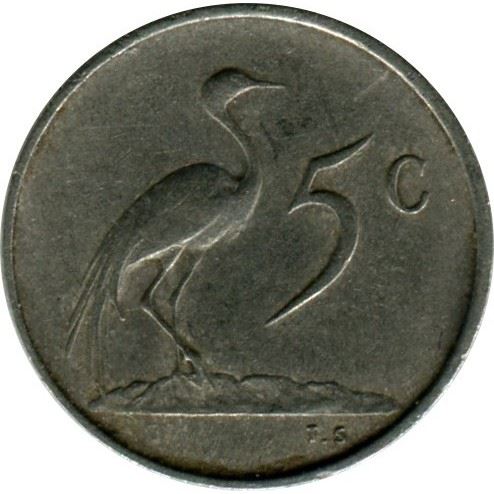 South Africa 5 Cents Coin | Charles Swart | Afrikaans Legend - SUID-AFRIKA | KM76.2 | 1968
