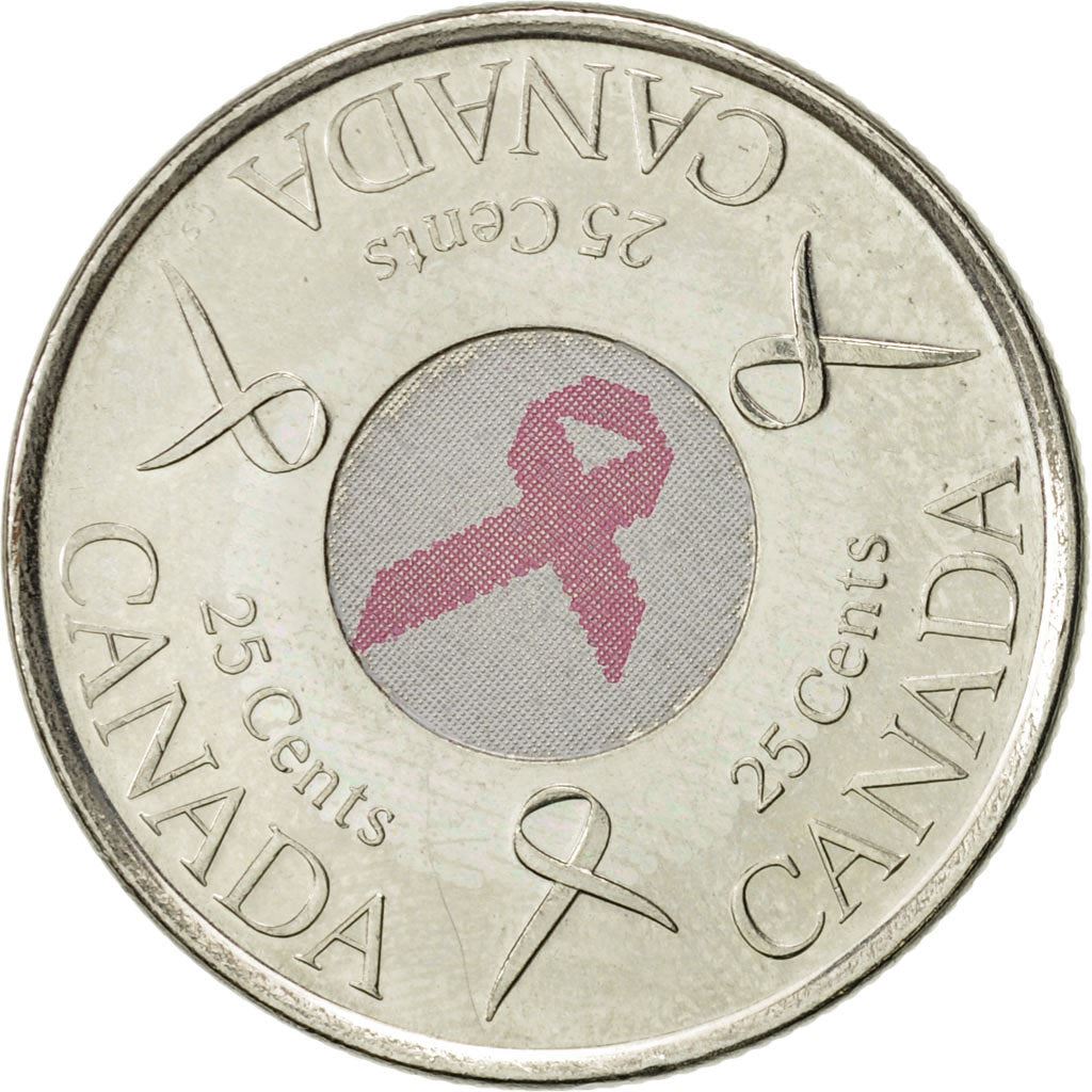 Canada | 25 Cents Coin | Cancer Awareness | Nickel plated steel | KM:635 | 2006