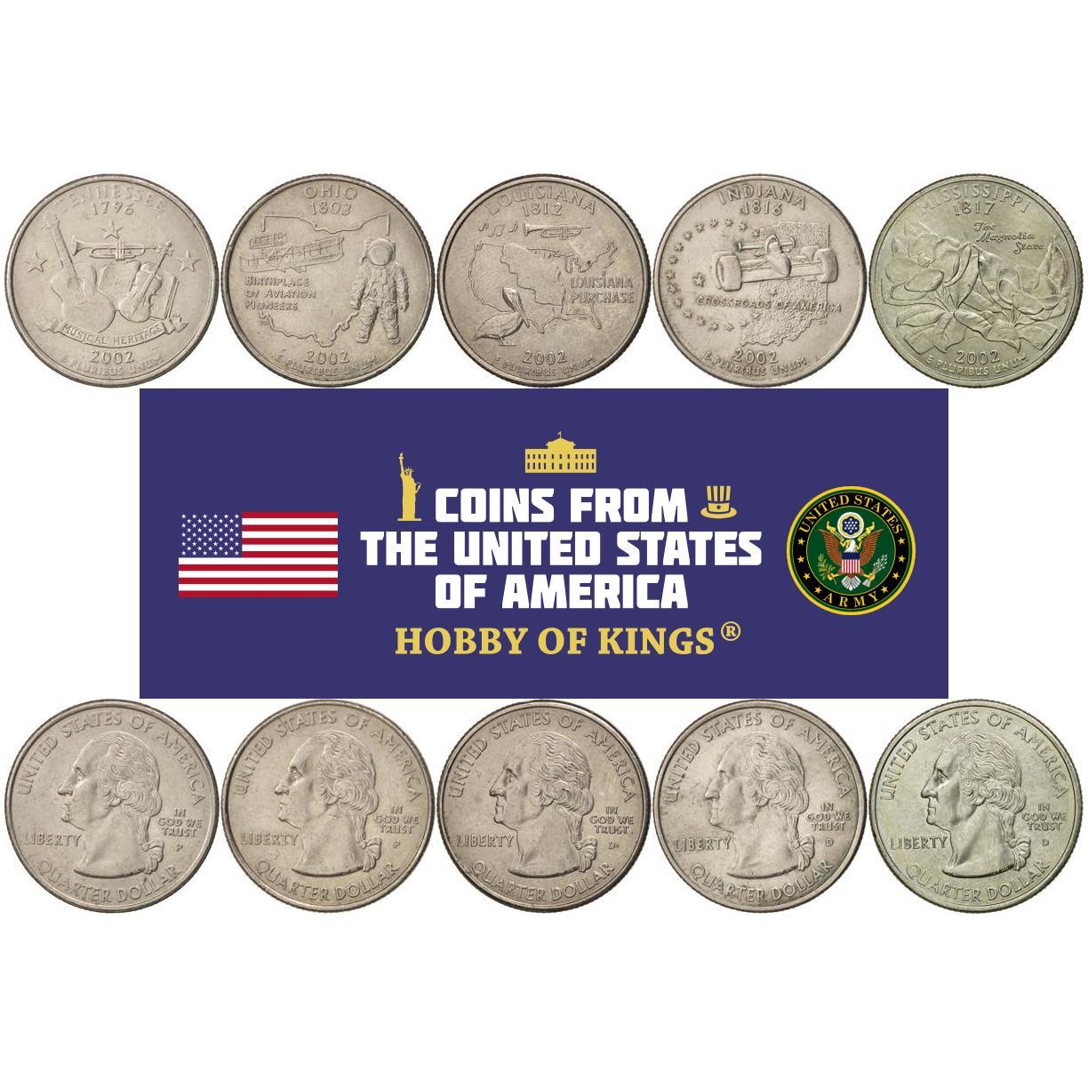 United States | 5 Coin Set | 1/4 Dollar | 2002