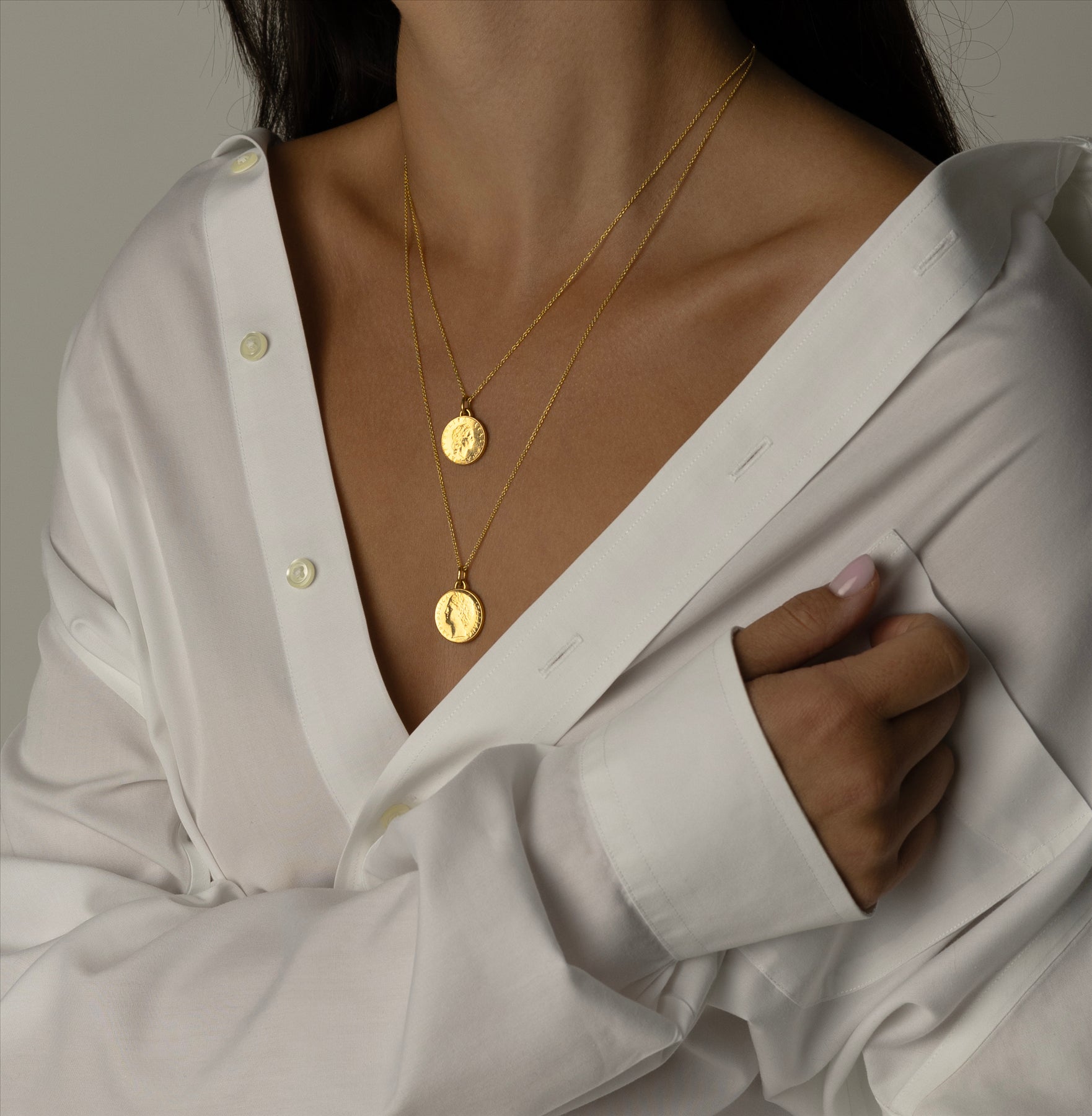 Italian Coin Necklace | Medallion Pendant Jewelry | 18K Gold Plated 100 Lira | Goddess Minerva | 1990 - 1992