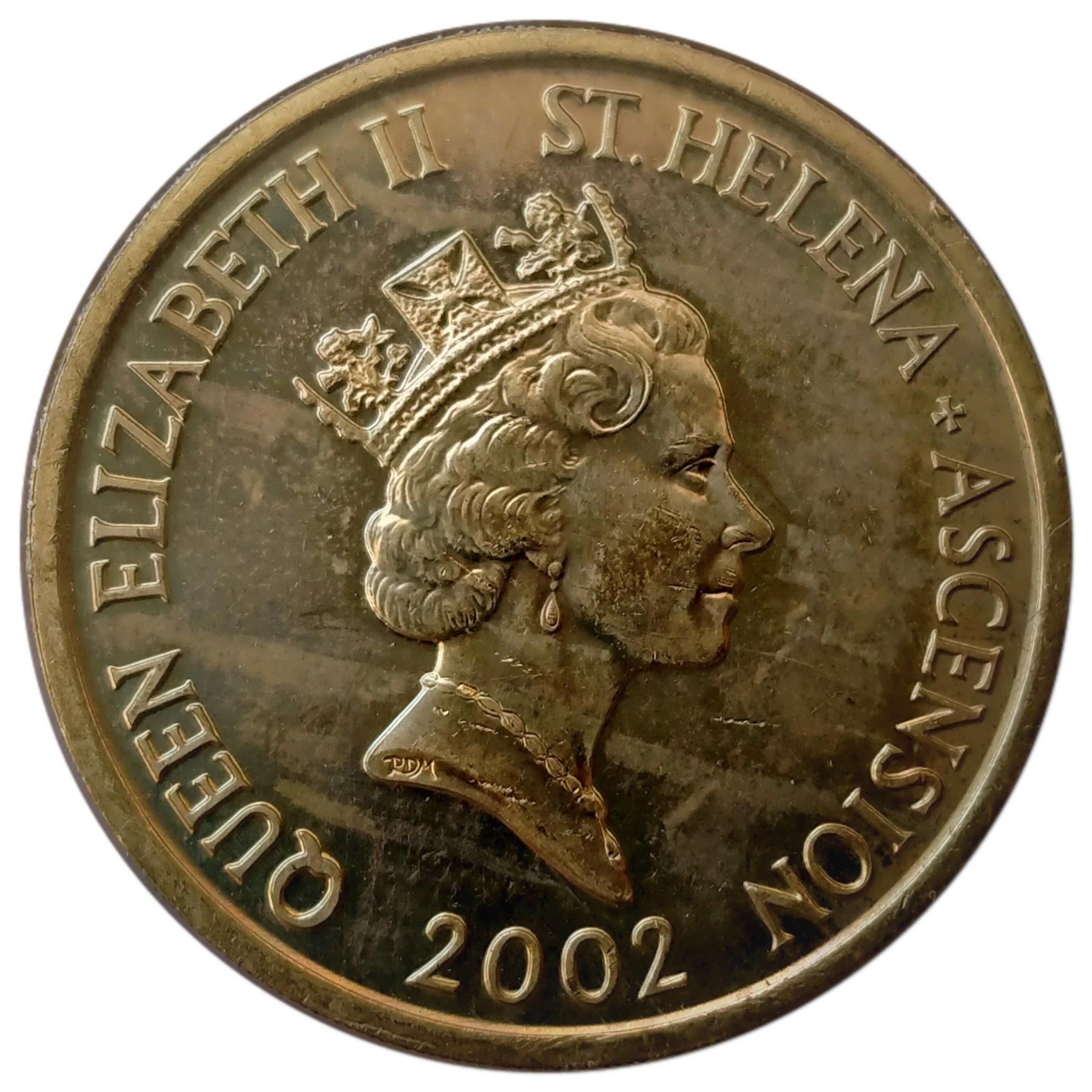 סנט הלנה ואסנשן | מטבע 2 פאונד | אליזבת השנייה | מגן סנט הלנה | KM:26 | 2002